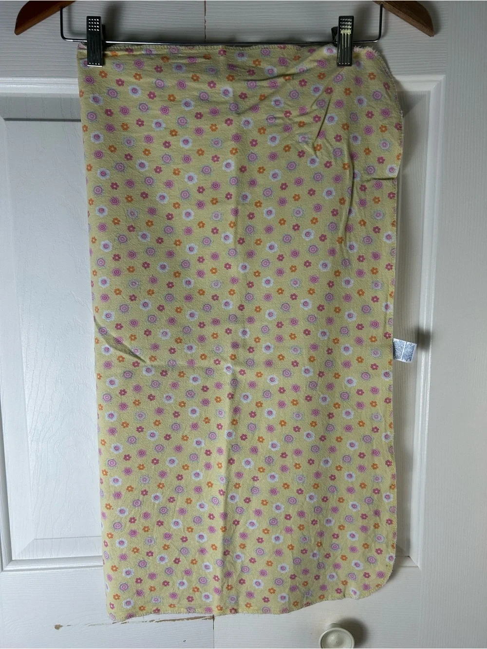 Gerber Yellow Floral Baby Receiving Blanket Pink Orange Flowers White Thin